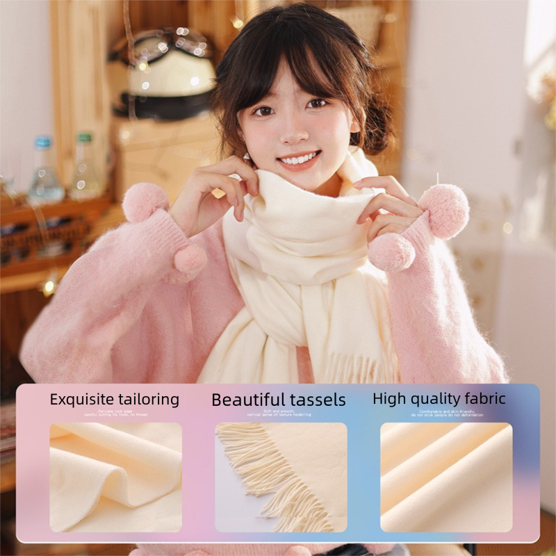 Pink and White Winter Scarf Gift Box Set for Women （Earmuffs view 3