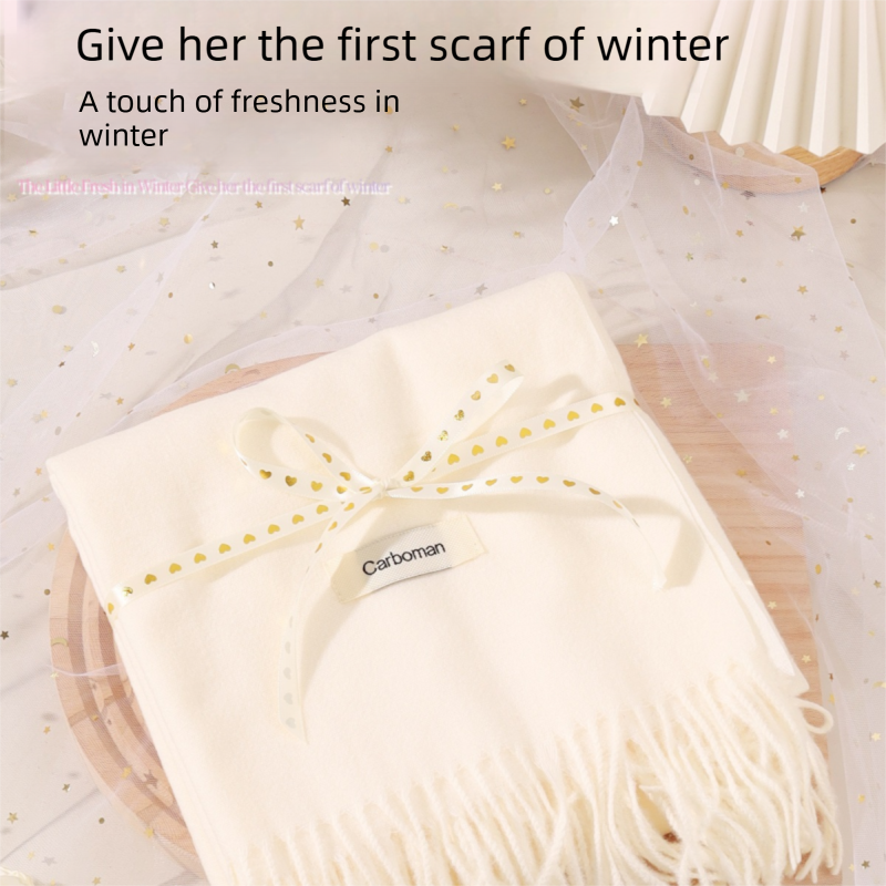 Pink and White Winter Scarf Gift Box Set for Women （Earmuffs view 8