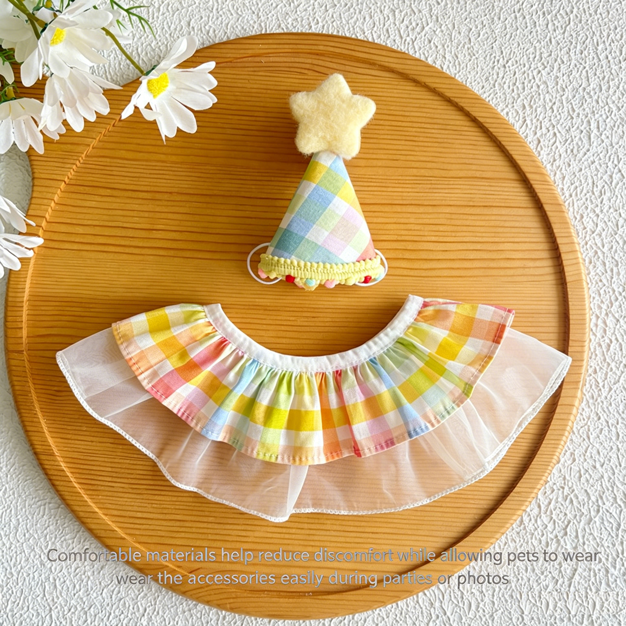 2Pcs Rainbow Pet Birthday Outfit Set（Includes Bonus Gold Number Stickers） view 2