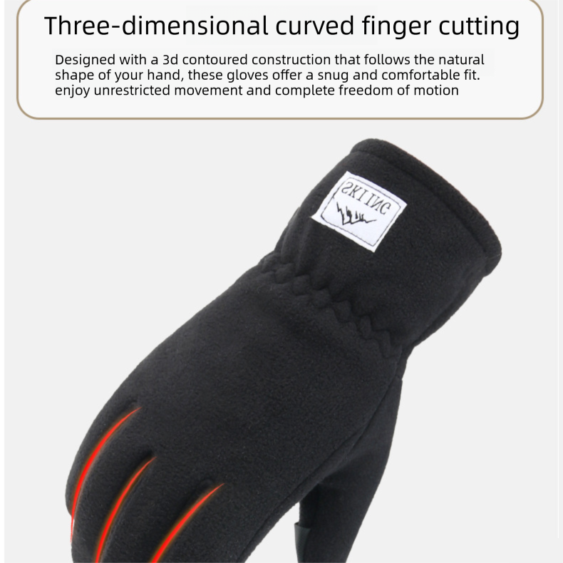 Black Winter Thermal Touchscreen Gloves - Outdoor Cycling Skiing Driving view 8