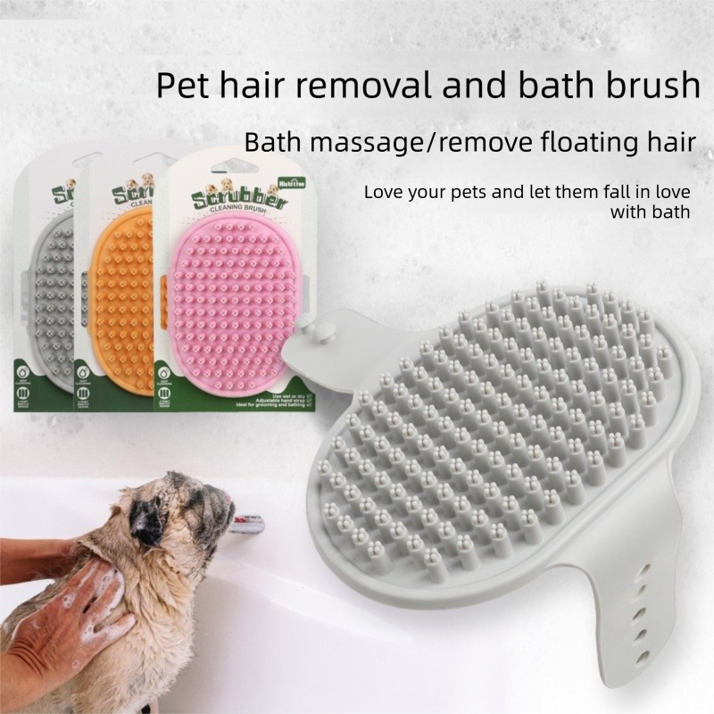 Grey Pet Bath Massage Brush Soft TPR Grooming Brush for Dogs and Cats view 2