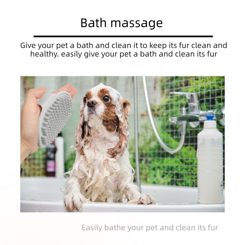 Grey Pet Bath Massage Brush Soft TPR Grooming Brush for Dogs and Cats view 10