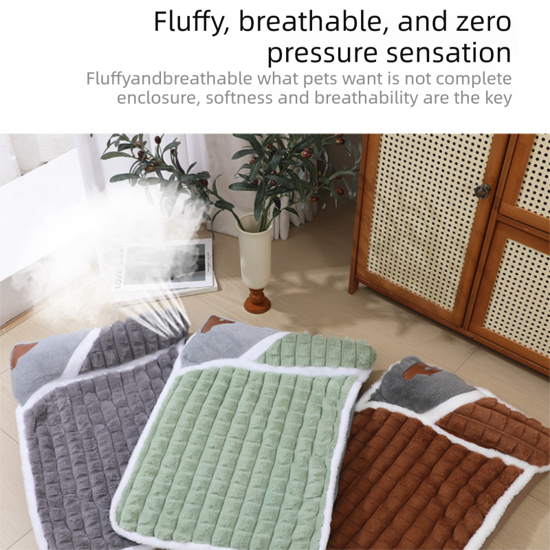 Green L size Luxury Plush Pet Sleeping Mat view 7