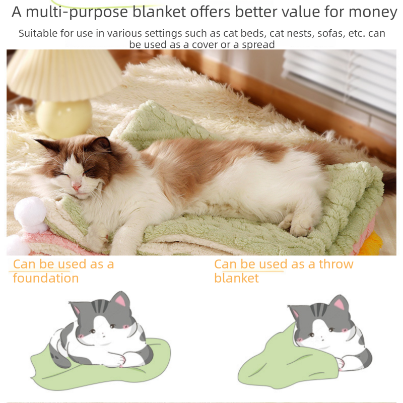 2-piece S size Green Pet Winter Comfort Bundle – 50*36cm Plush Pet Blanket and view 10