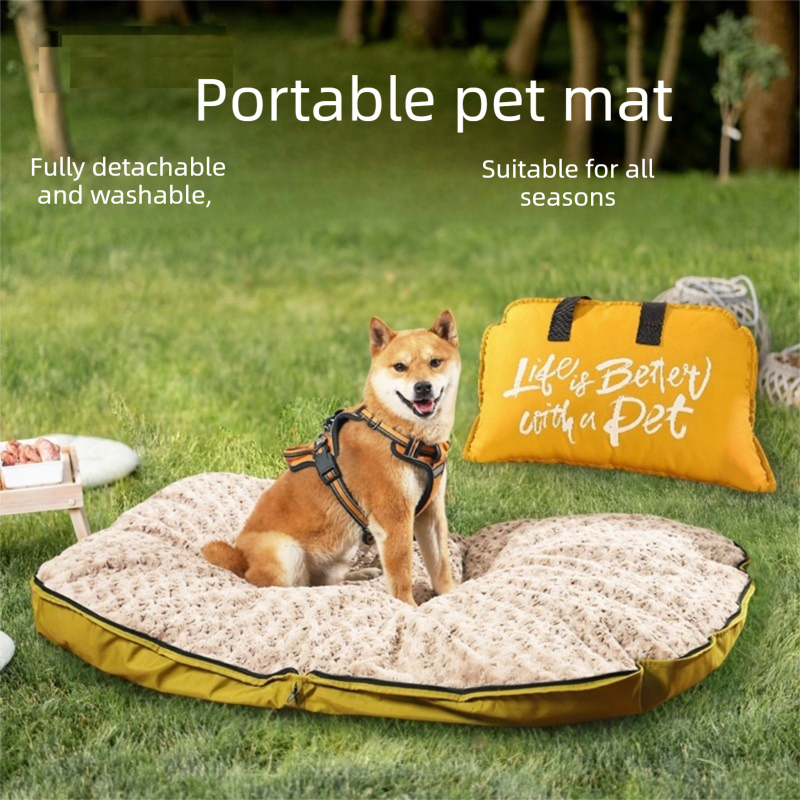 Dark yellow S size Portable Foldable Pet Bed Mat – Waterproof Travel Dog Bed view 2