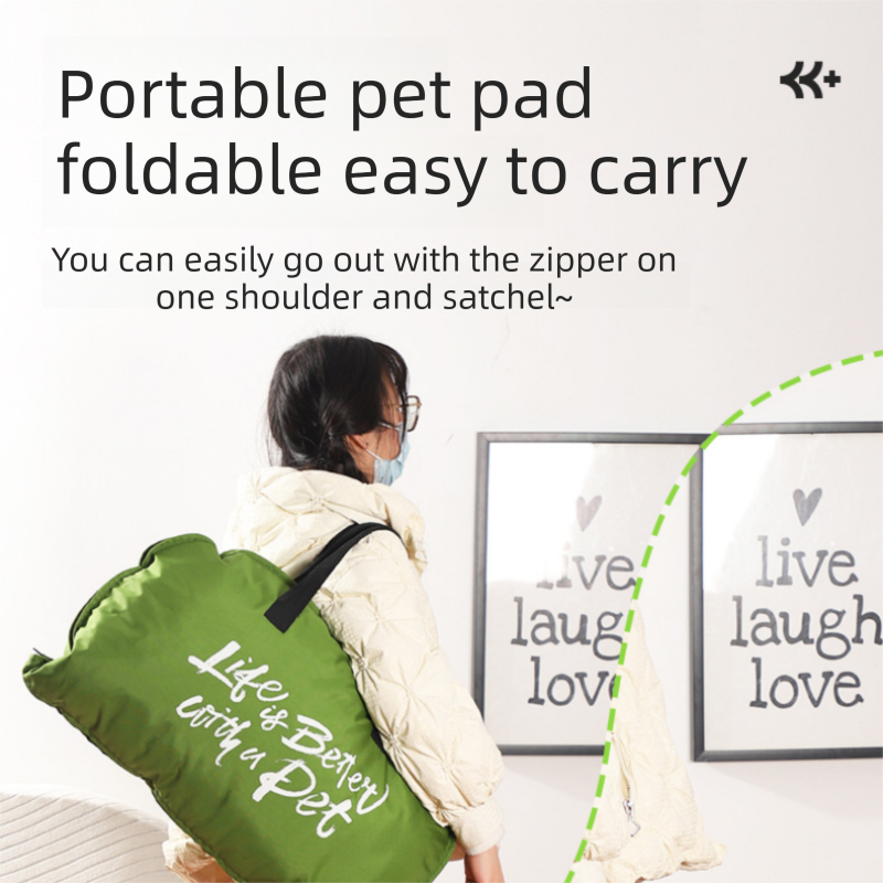 Green S size Portable Foldable Pet Bed Mat – Waterproof Travel Dog Bed and Cat view 3
