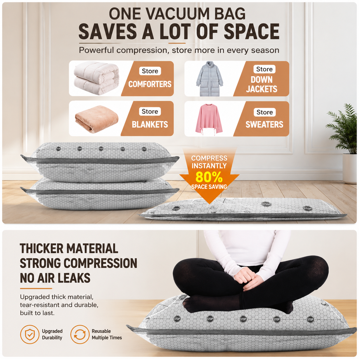 15-piece Travel Vacuum Storage Bags Set for Clothes and Bedding view 6