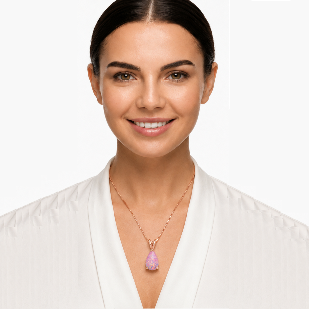 Pink Opal Teardrop Rose gold-plated chain Pendant Necklace for Women view 2
