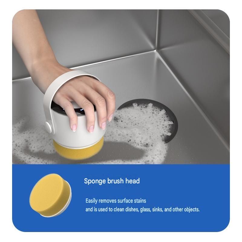 4-piece White Electric Spin Scrubber Cordless Cleaning Brush（Includes three view 8