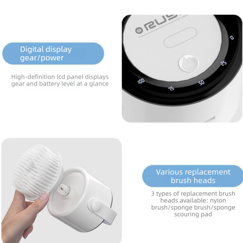4-piece White Electric Spin Scrubber Cordless Cleaning Brush（Includes three view 12