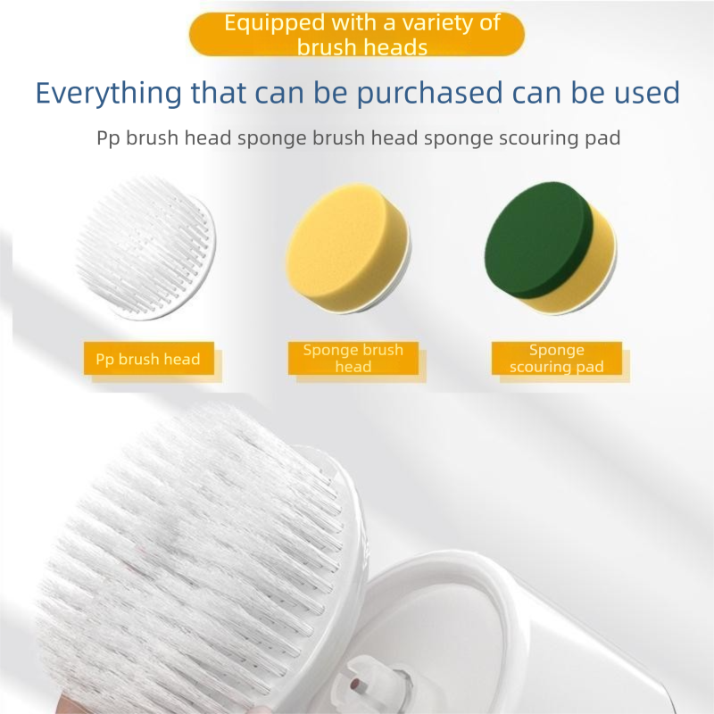 4-piece Green Electric Spin Scrubber Cordless Cleaning Brush（Includes three view 5