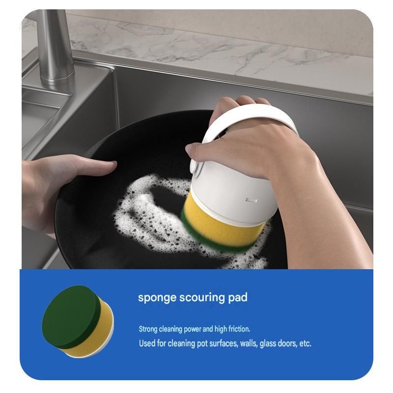 4-piece Green Electric Spin Scrubber Cordless Cleaning Brush（Includes three view 7