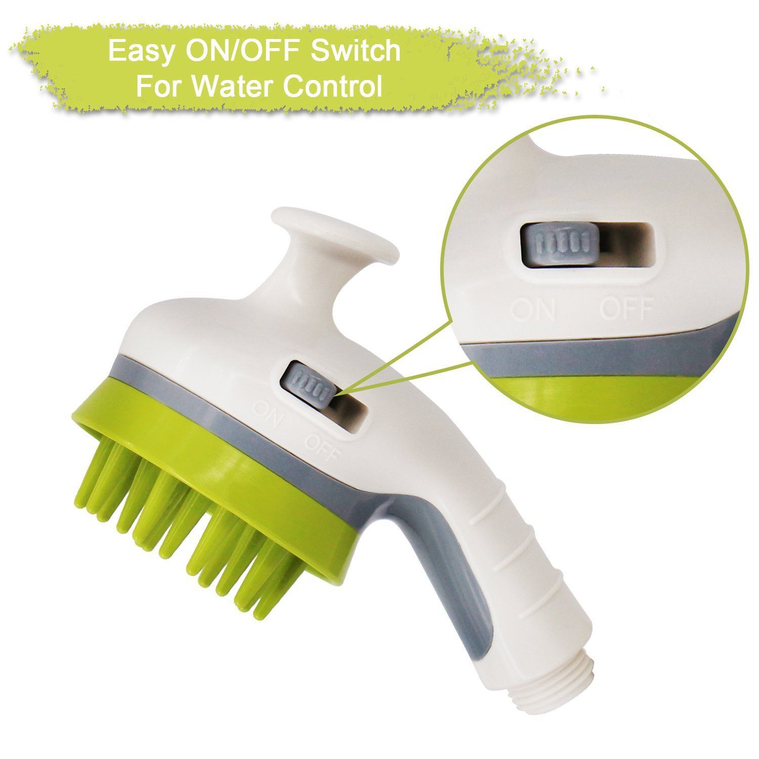 White Pet Bathing Shower Sprayer Brush with Water Control Switch Control Dog view 3