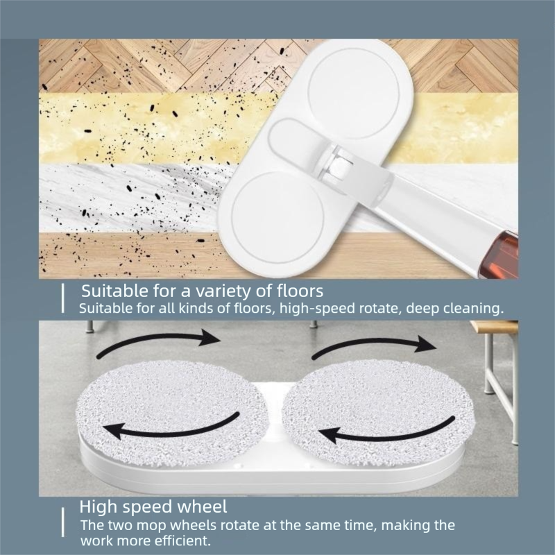 S5 White Cordless Electric Spin Mop with Spray Function USB Rechargeable Floor view 9