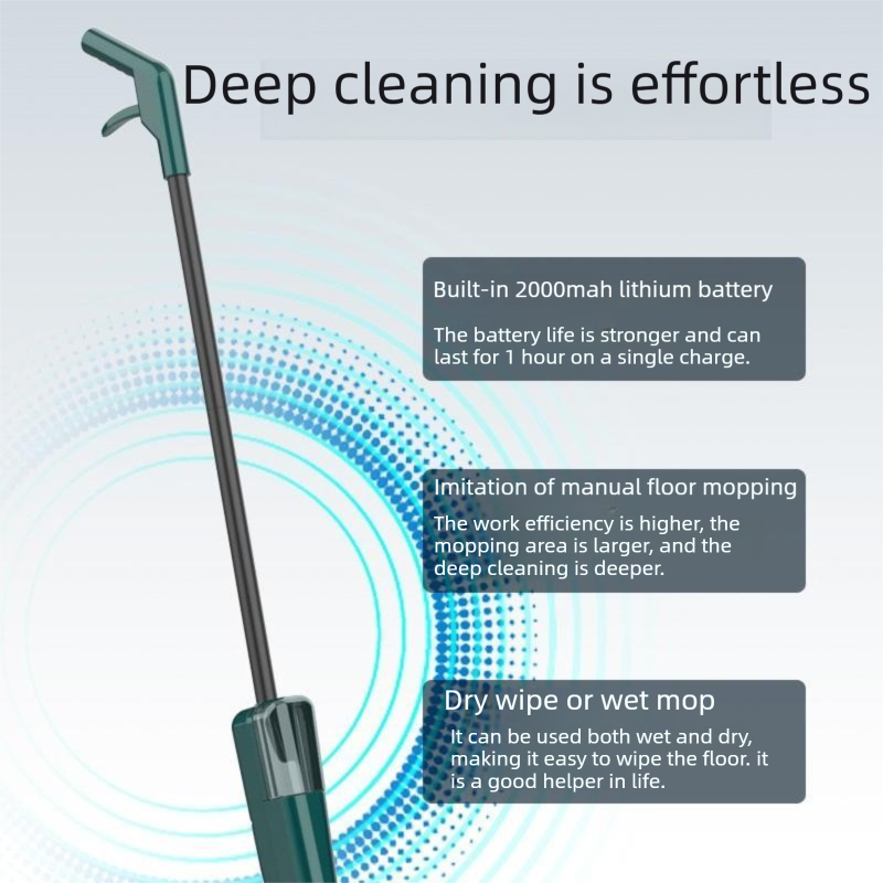 S5 Green Cordless Electric Spin Mop with Spray Function USB Rechargeable Floor view 5