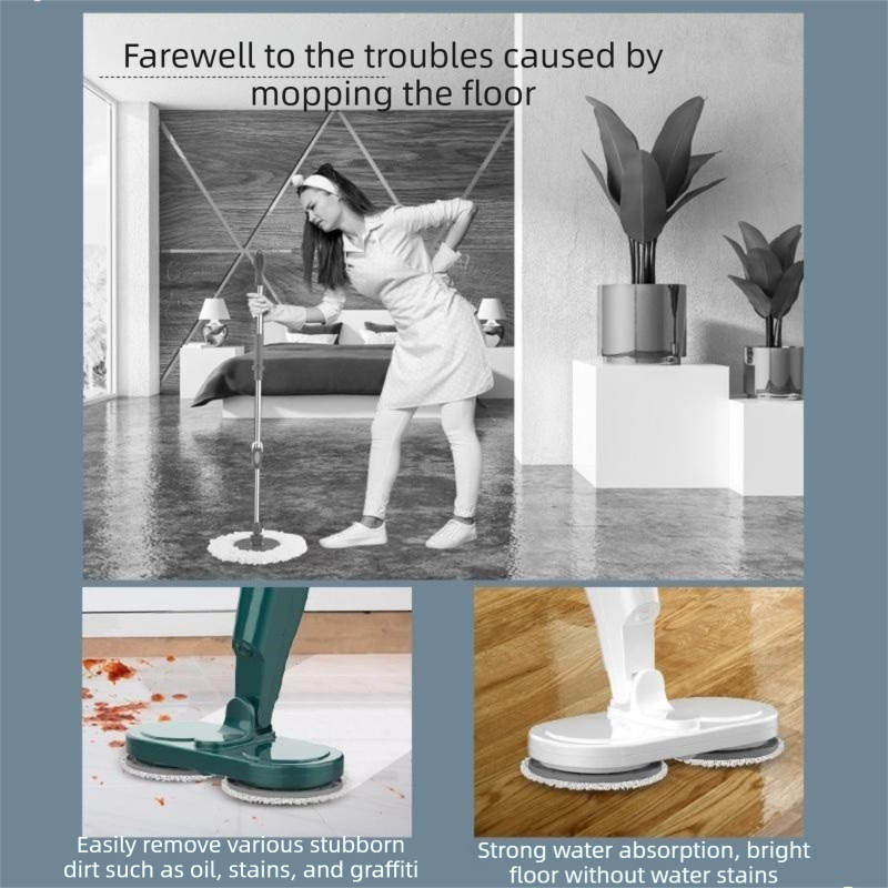 S5 Green Cordless Electric Spin Mop with Spray Function USB Rechargeable Floor view 6