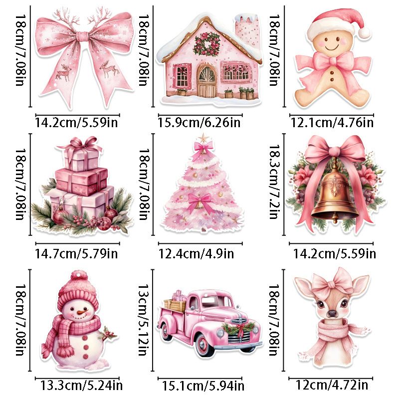 9 pcs Pink Christmas Honeycomb Table Centrepiece Set - 3D Paper Decorations view 3