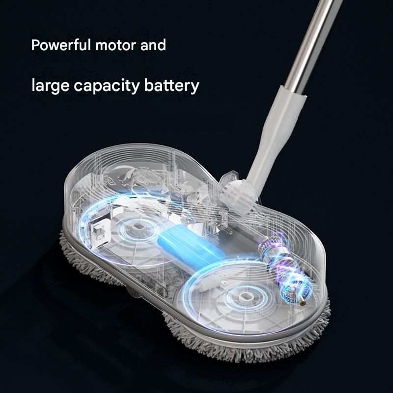 White Cordless Electric Spray Mop with LED Light Adjustable Handle Wireless view 4