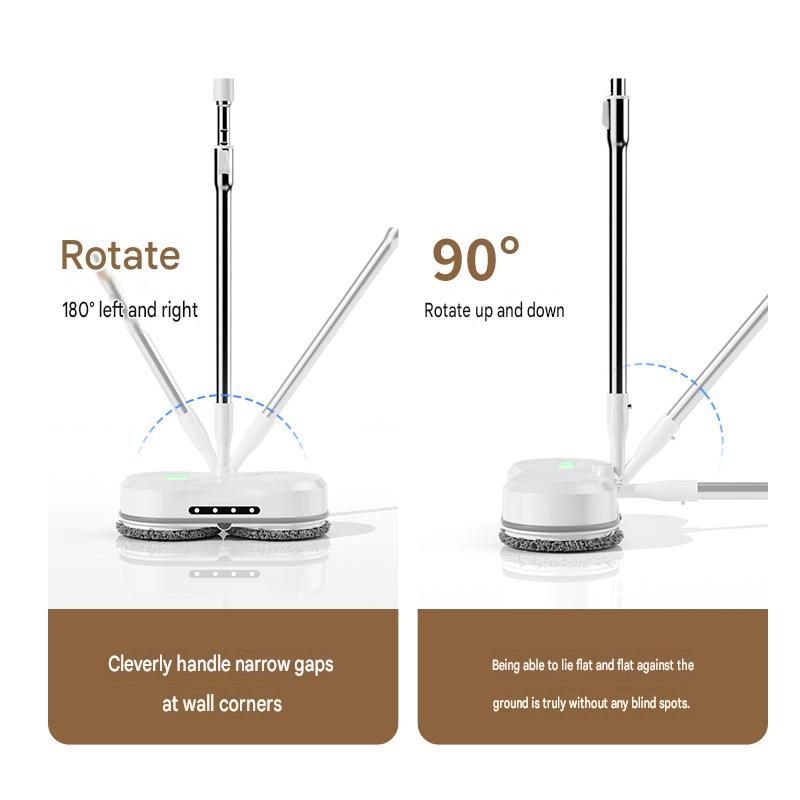 White Cordless Electric Spray Mop with LED Light Adjustable Handle Wireless view 10