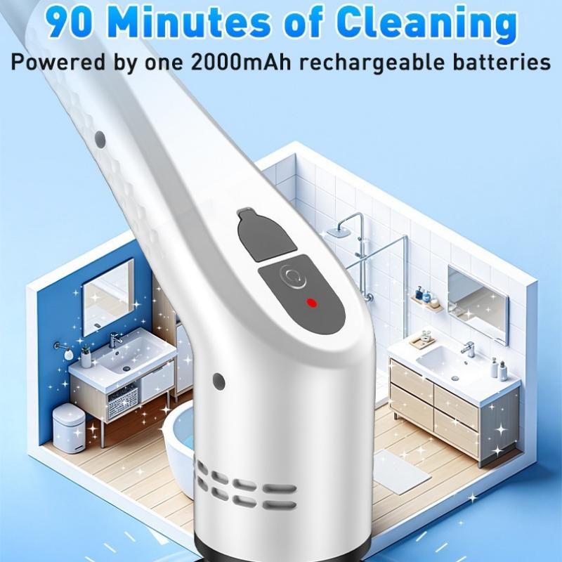 White 9 piece replaceable cleaning brush heads Electric Spin Scrubber with view 6
