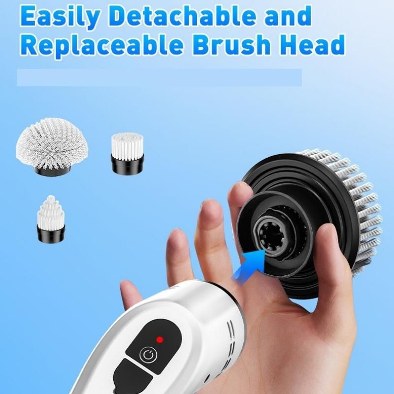 Black 9 piece replaceable cleaning brush heads Electric Spin Scrubber with view 9