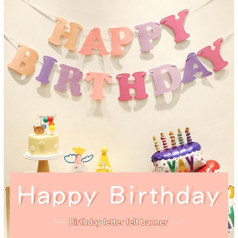 Blue and Green Happy Birthday Felt Banner Garland view 2