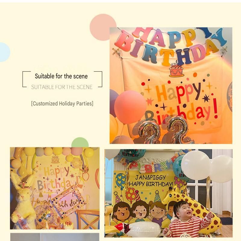 Blue and Green Happy Birthday Felt Banner Garland view 3