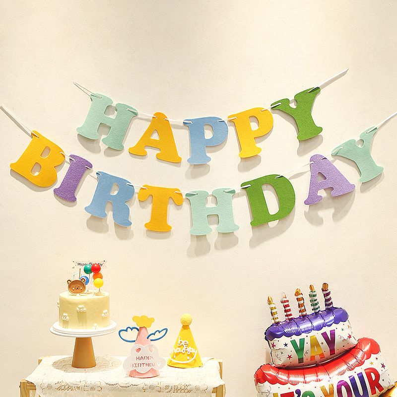 Blue and Green Happy Birthday Felt Banner Garland view 4