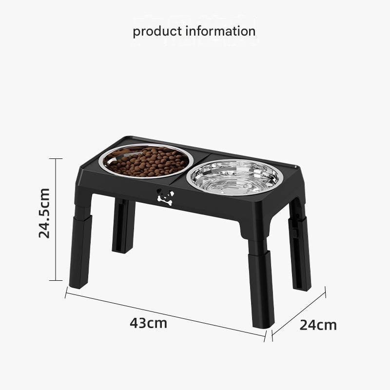 Grey Adjustable Elevated Dog Bowl Stand with Stainless Steel Double Bowls view 13