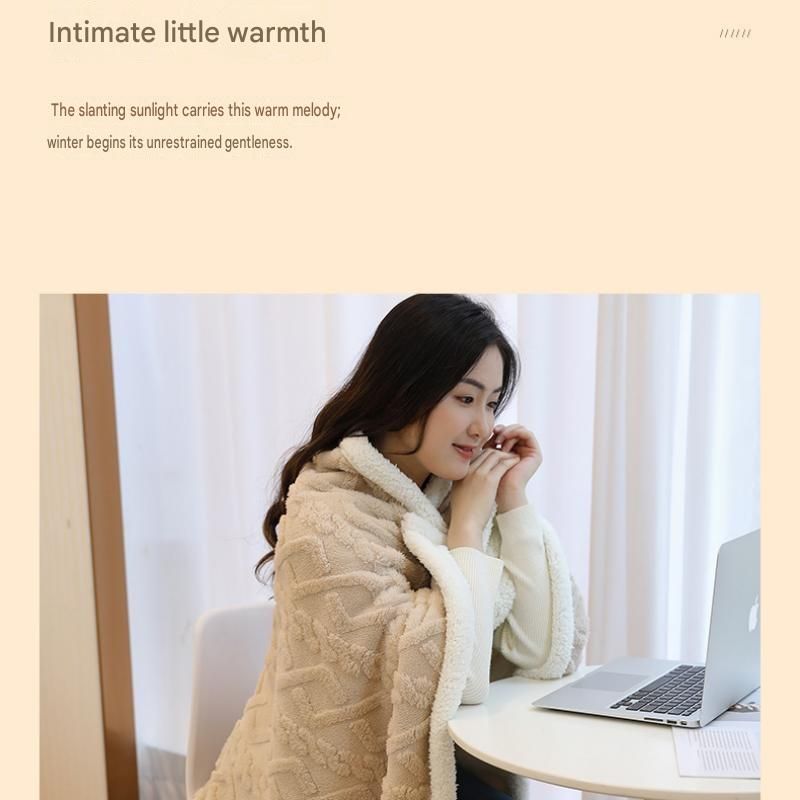 Blue 90×140cm Textured bar knit pattern Sherpa Fleece and Taffeta Throw view 7