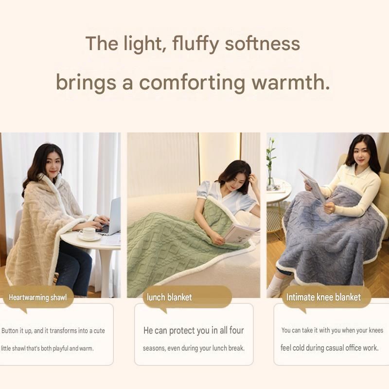 Green 90×140cm Textured bar knit pattern Sherpa Fleece and Taffeta Throw view 4