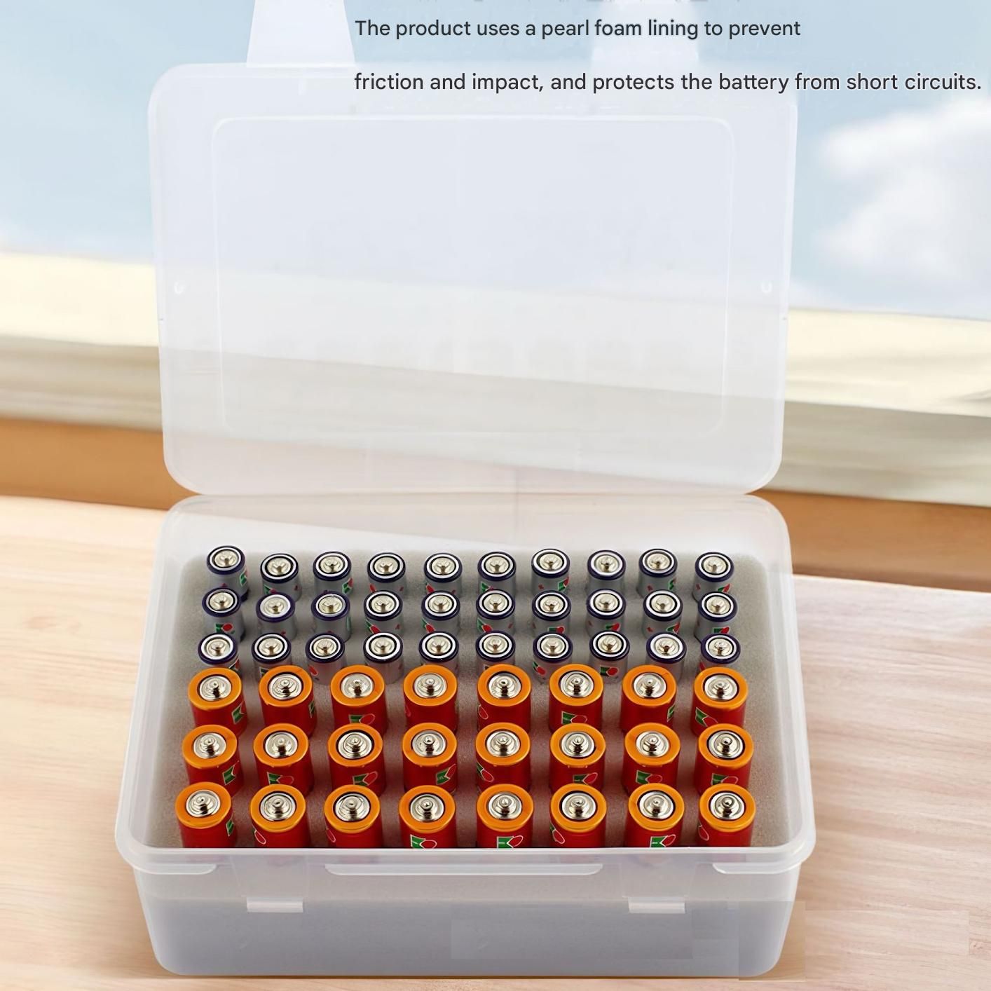 White AA/AAA Battery Storage Case 24 AA + 30 AAA Capacity Durable PP Organizer view 3