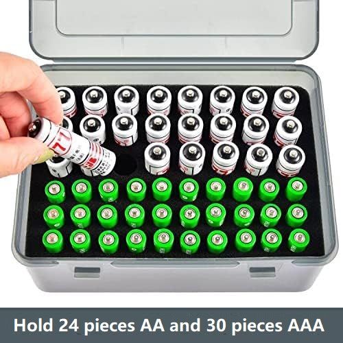 Grey AA/AAA Battery Storage Case 24 AA + 30 AAA Capacity Durable PP Organizer view 5