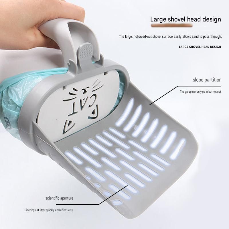 All-in-one Cat Litter Scoop Includes 4 rolls of trash bags - Detachable view 2
