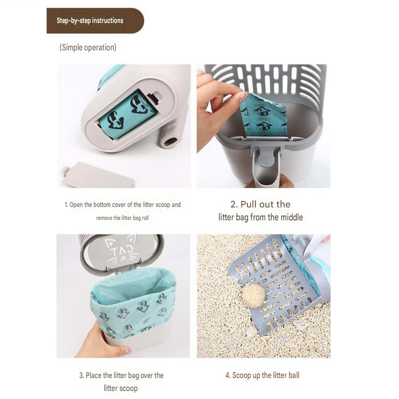All-in-one Cat Litter Scoop Includes 4 rolls of trash bags - Detachable view 11