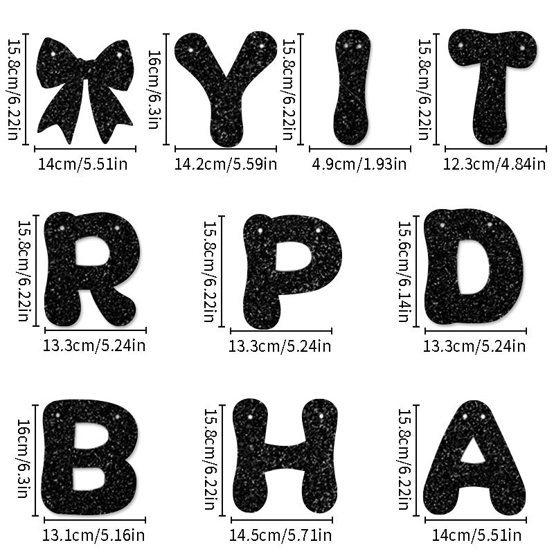 Golden Glitter Happy Birthday Banner and Cake Topper Set - Bow Decoration view 3