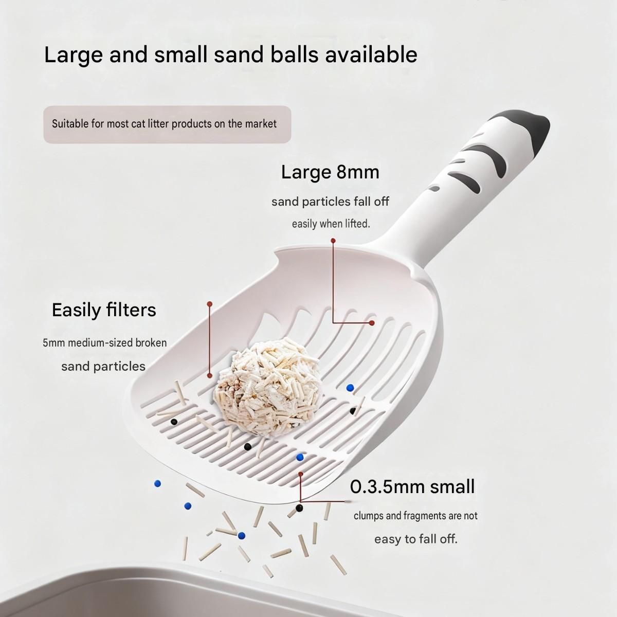 White Large-surface cat litter scoop—made of PP material view 4
