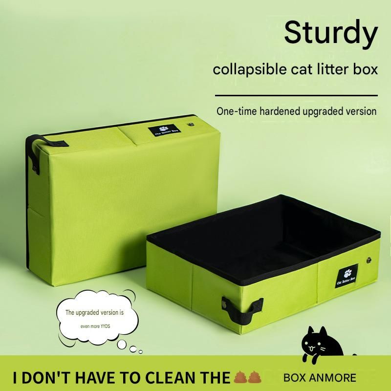 Travel Friendly Pet Toilet Kit - Green Portable Cat Litter Box and Yellow view 2