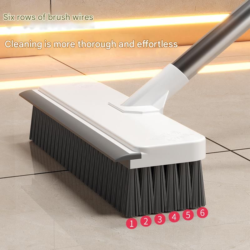 White Long Handle Floor Scrubber Brush - Stainless Steel and PP with Silicone view 5