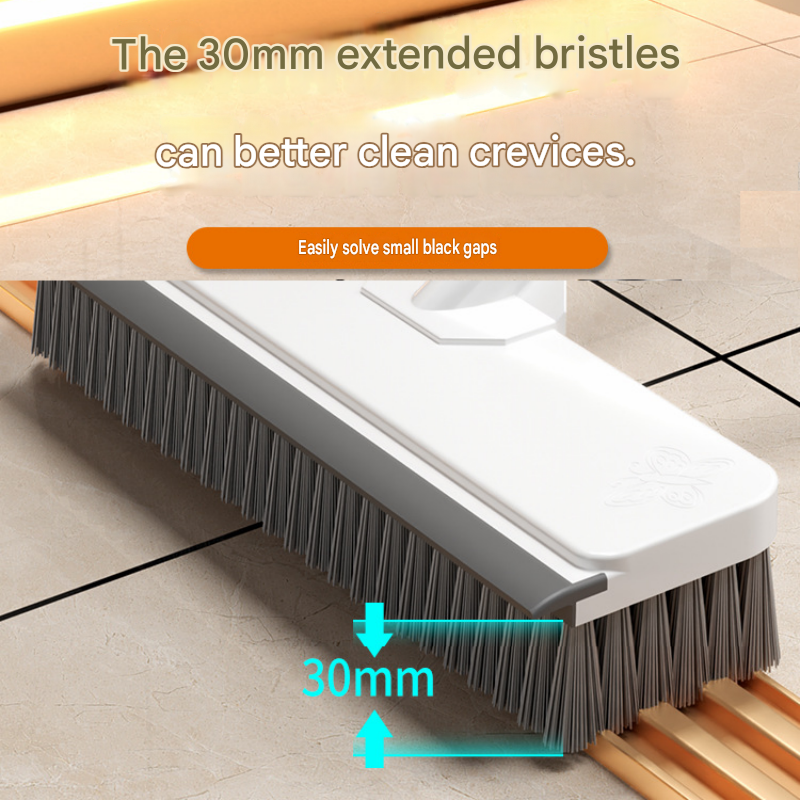 White Long Handle Floor Scrubber Brush - Stainless Steel and PP with Silicone view 10
