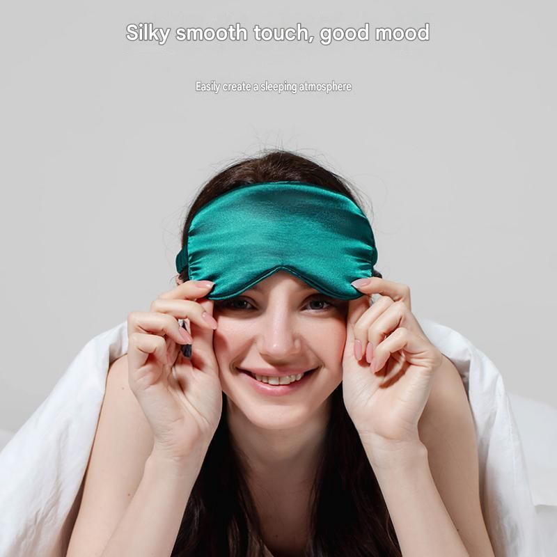 Grey Imitation Silk Sleep Eye Mask - Soft Breathable Light Blocking Design view 8