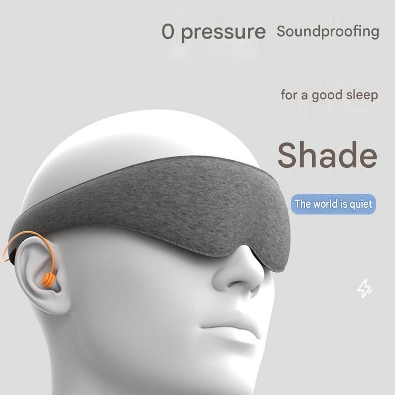 Grey 3D Contoured Sleep Mask with Integrated Earplugs - Zero Pressure Eye Cover view 2