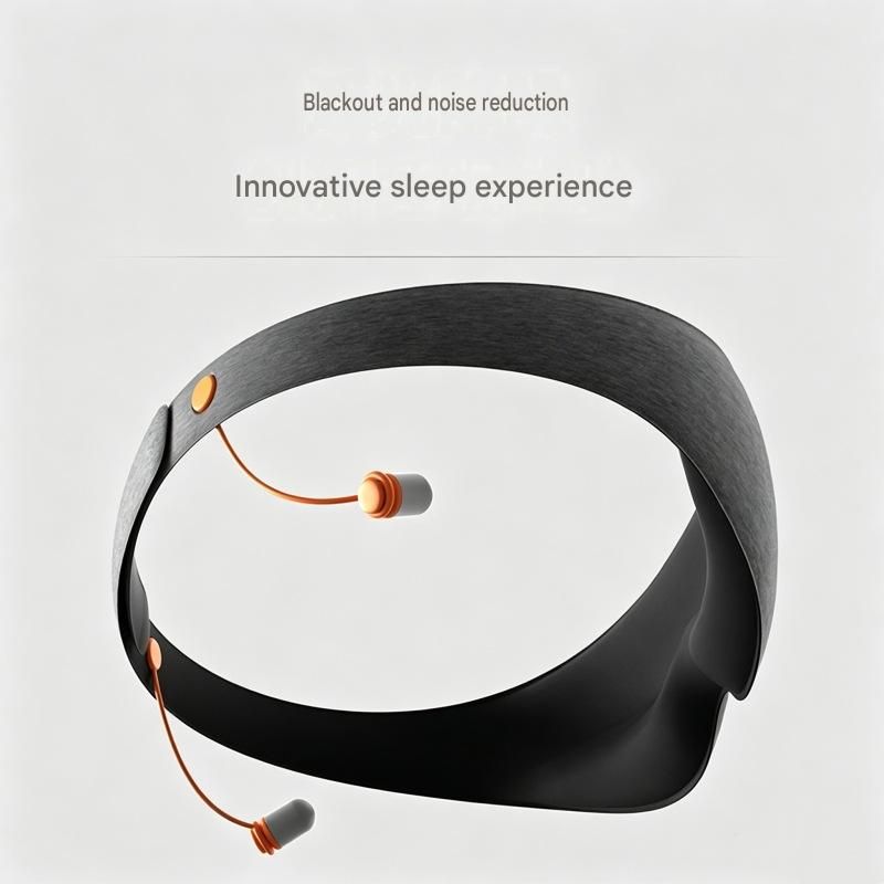 Grey 3D Contoured Sleep Mask with Integrated Earplugs - Zero Pressure Eye Cover view 4