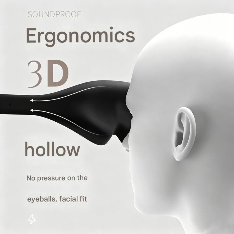 Grey 3D Contoured Sleep Mask with Integrated Earplugs - Zero Pressure Eye Cover view 5