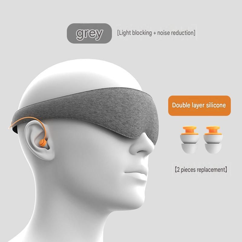 Grey 3D Contoured Sleep Mask with Integrated Earplugs - Zero Pressure Eye Cover view 12