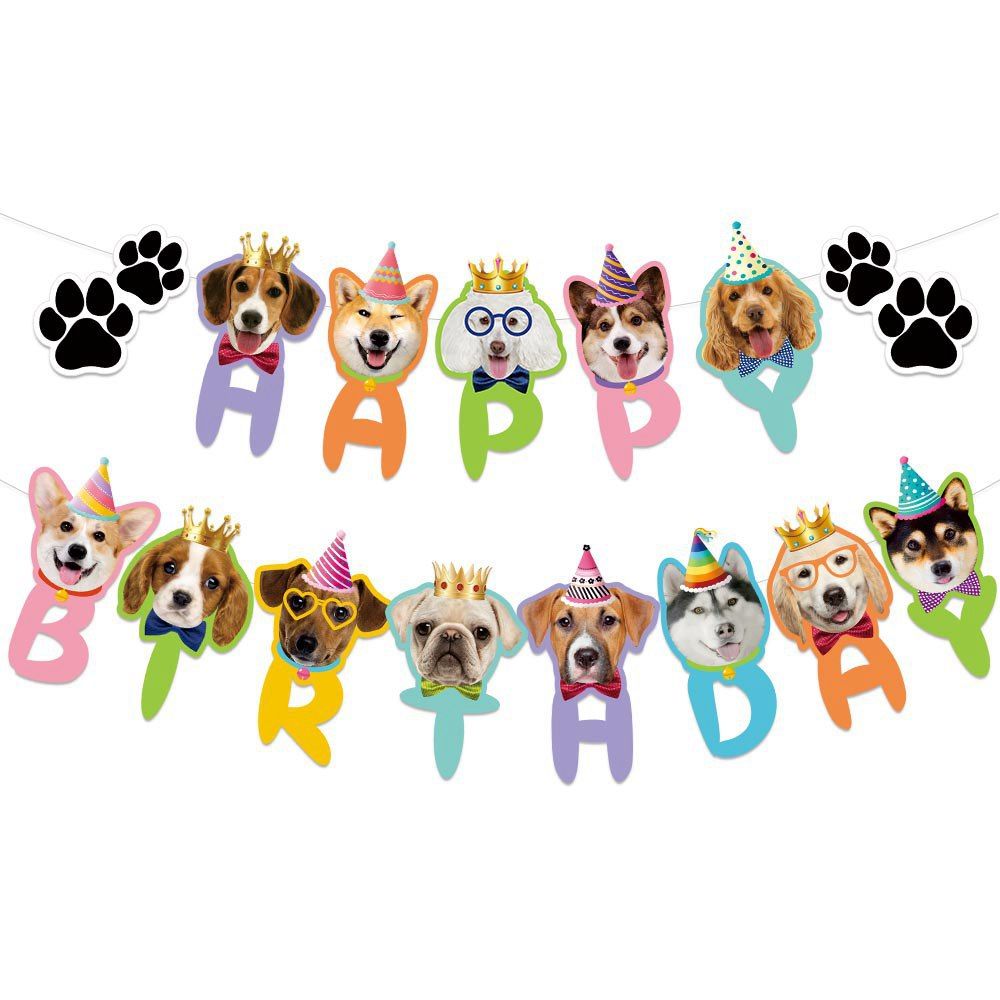 Blue Dog Birthday Party Decoration Set - Puppy Themed Banner view 2