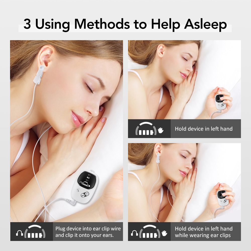White Handheld CES Sleep Aid Device with Ear Clip - Dual Mode Microcurrent view 3