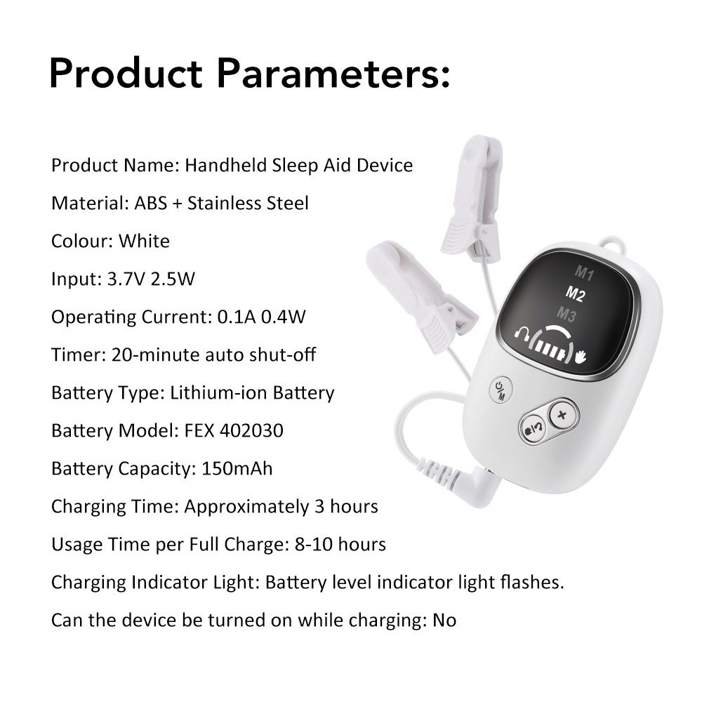 White Handheld CES Sleep Aid Device with Ear Clip - Dual Mode Microcurrent view 10