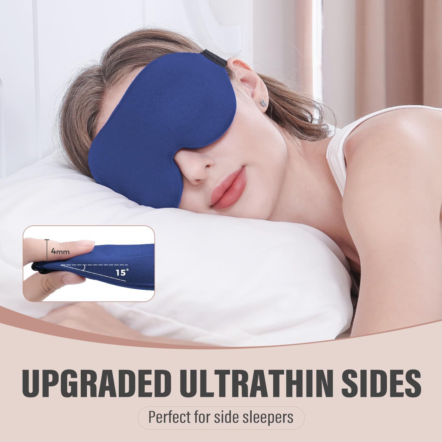 Pink 3D Contoured Sleep Eye Mask - 360 Degree Blackout Blindfold with view 4