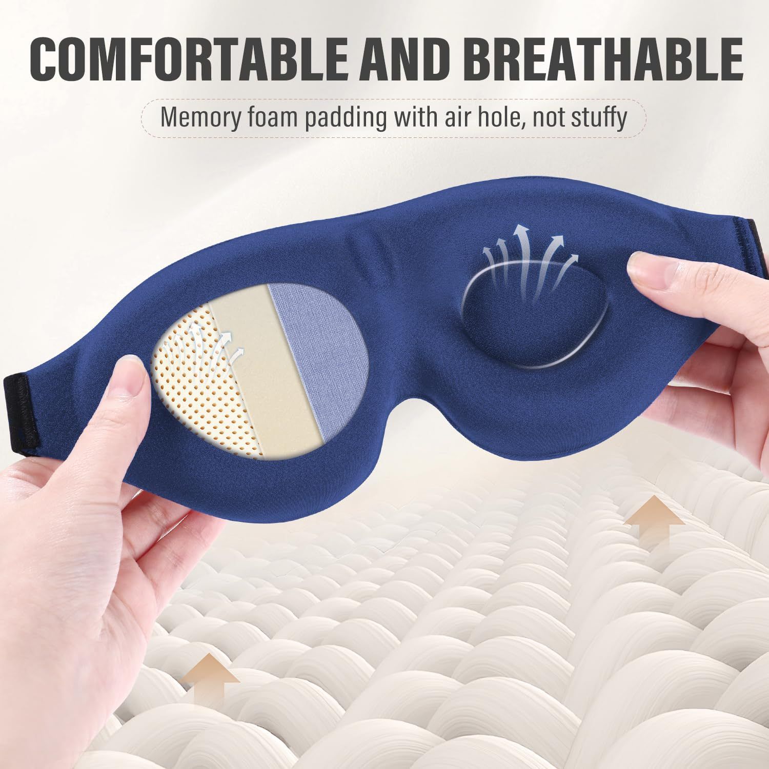 Pink 3D Contoured Sleep Eye Mask - 360 Degree Blackout Blindfold with view 6